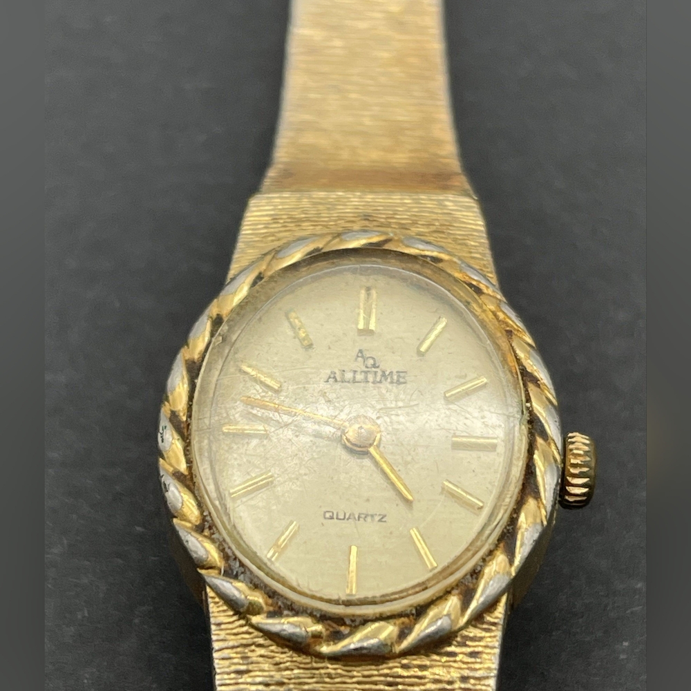 ALLTIME Swiss Movement Quartz Gold-Plated Stainless Steel Watch Vintage 1970's